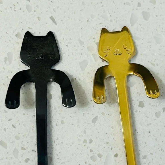 🐈 Kitty Cat Metallic Mini Hanging Spoon Set Of 4 NWT 🐈‍⬛ - Picture 3 of 8